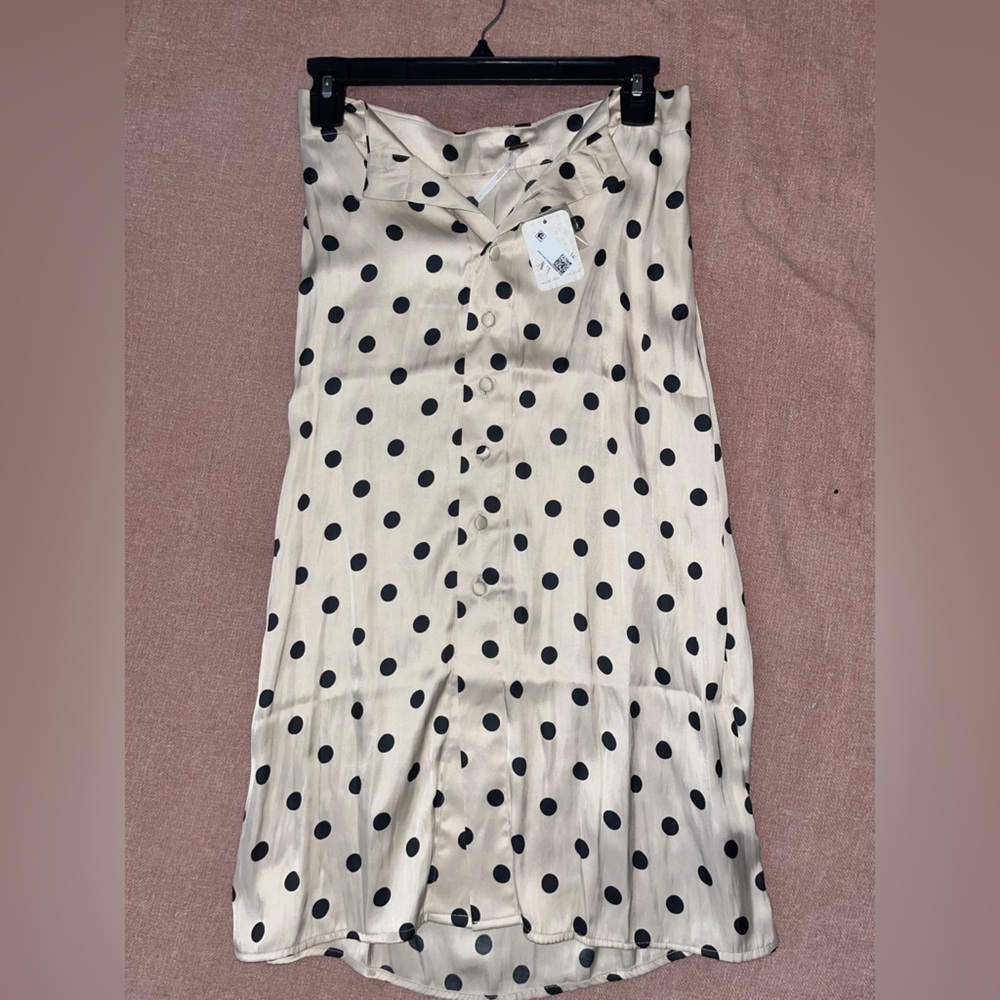 Reformation Cream and Black Polka Dot Midi Skirt